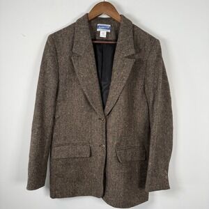 Vintage Pendleton Sport Cost Women's Herringbone‎ Brown Wool Size 10